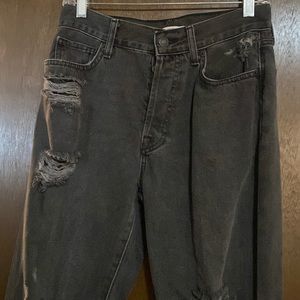 women’s size 26 forever 21 ripped black straight leg jeans